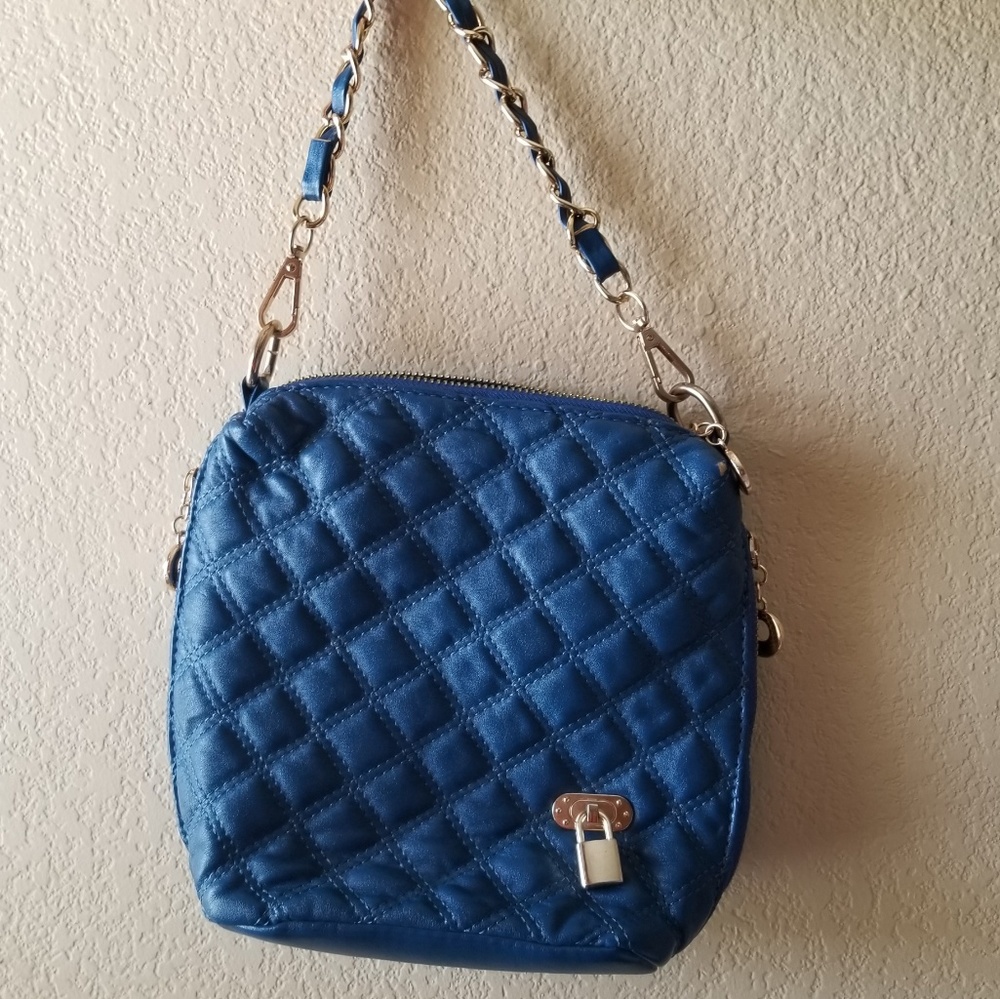 Blue Leatherette Handbag/Crossbody Bag